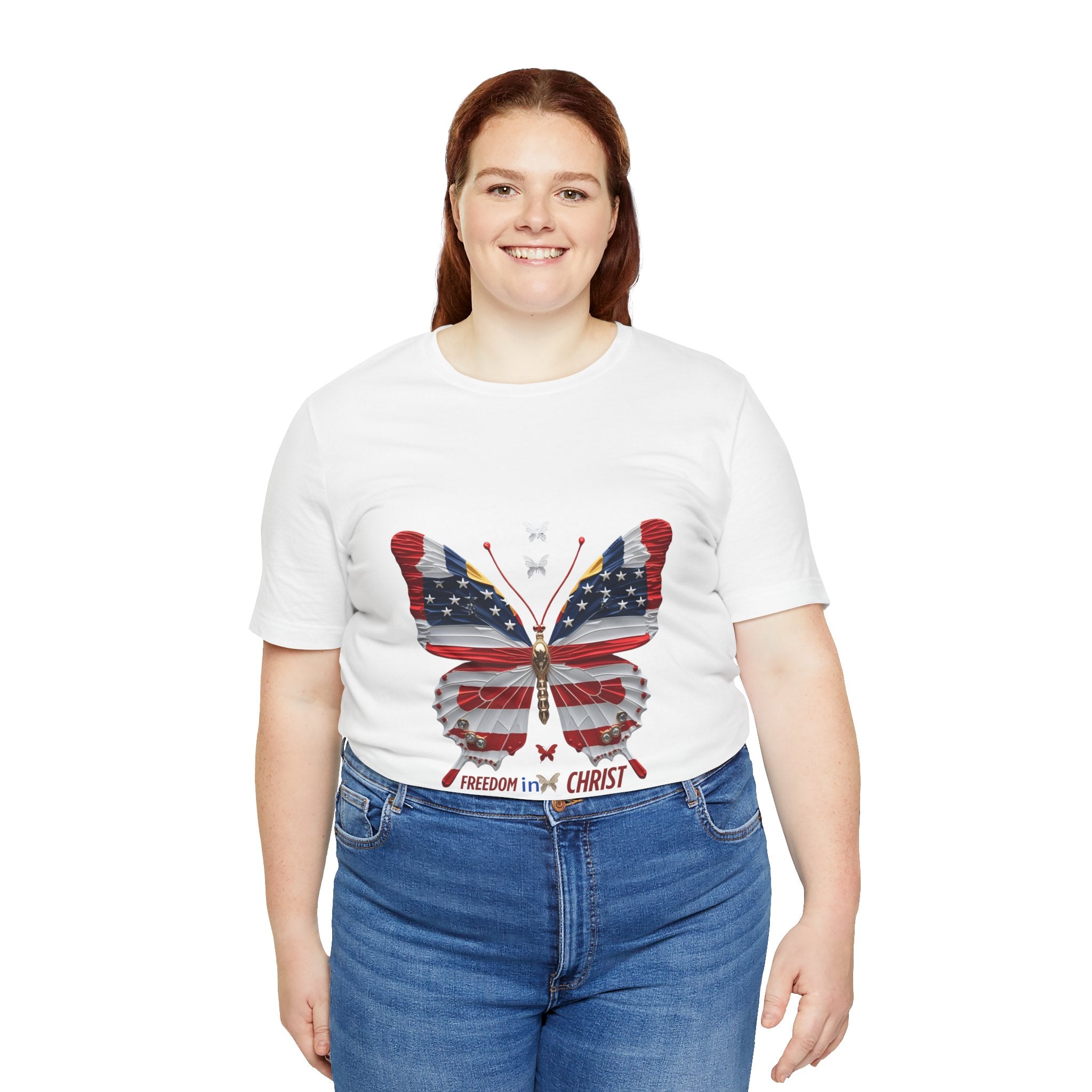 Freedom in Christ - Butterfly Patriotic T-Shirt