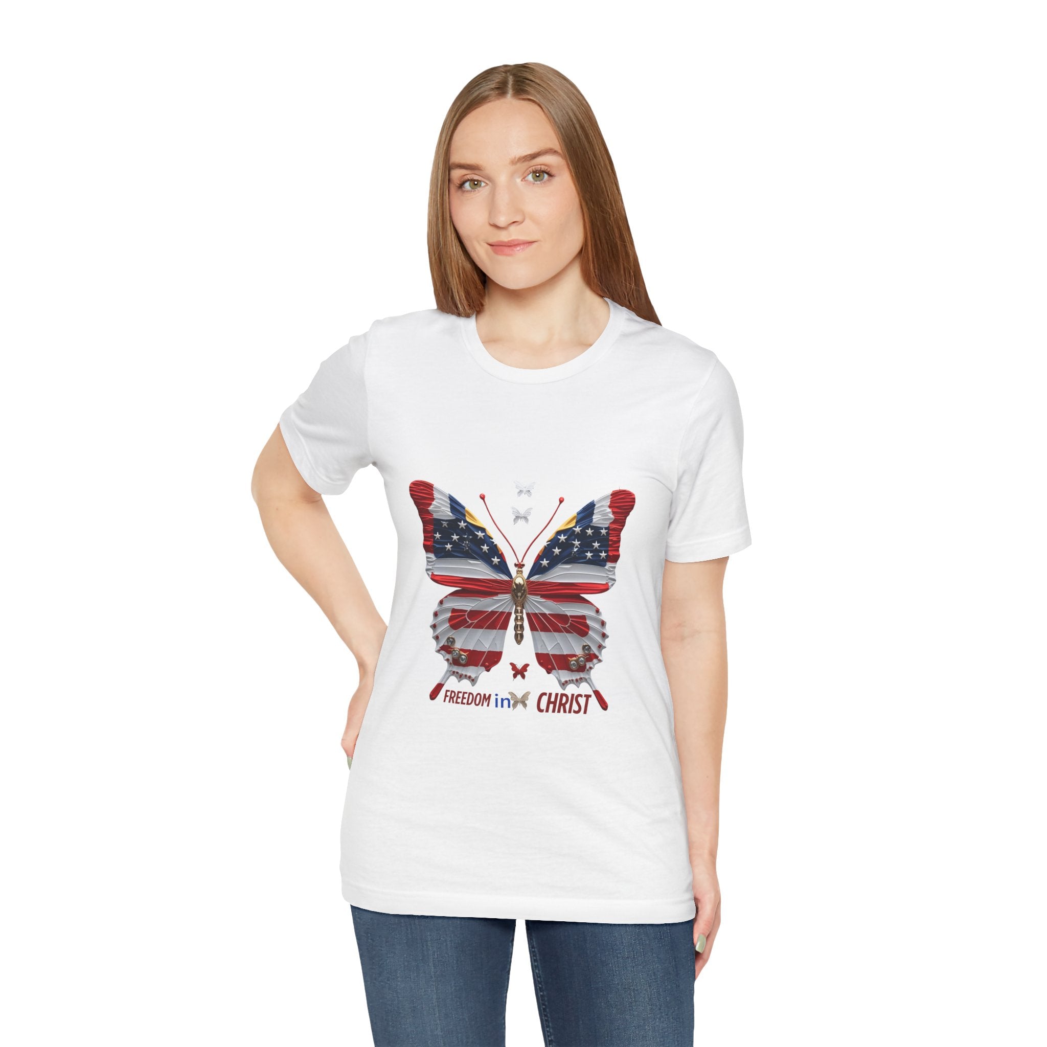 Freedom in Christ - Butterfly Patriotic T-Shirt