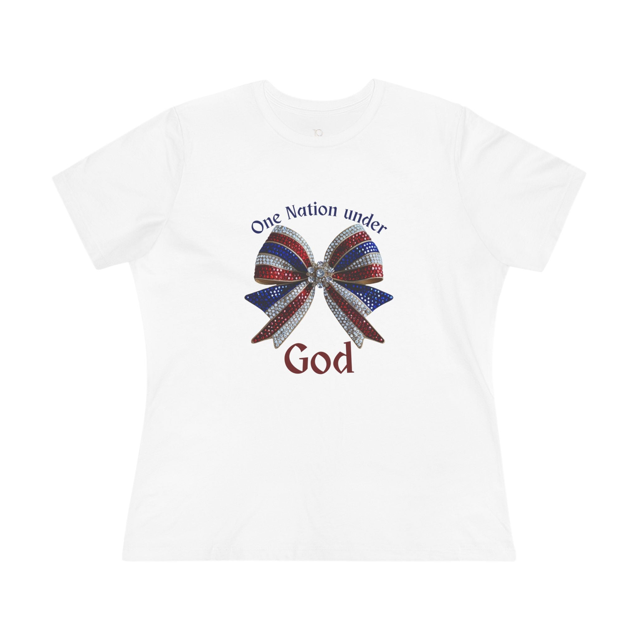 Women's T-shirt- One Nation Under God Coquette Bow Ribbon
