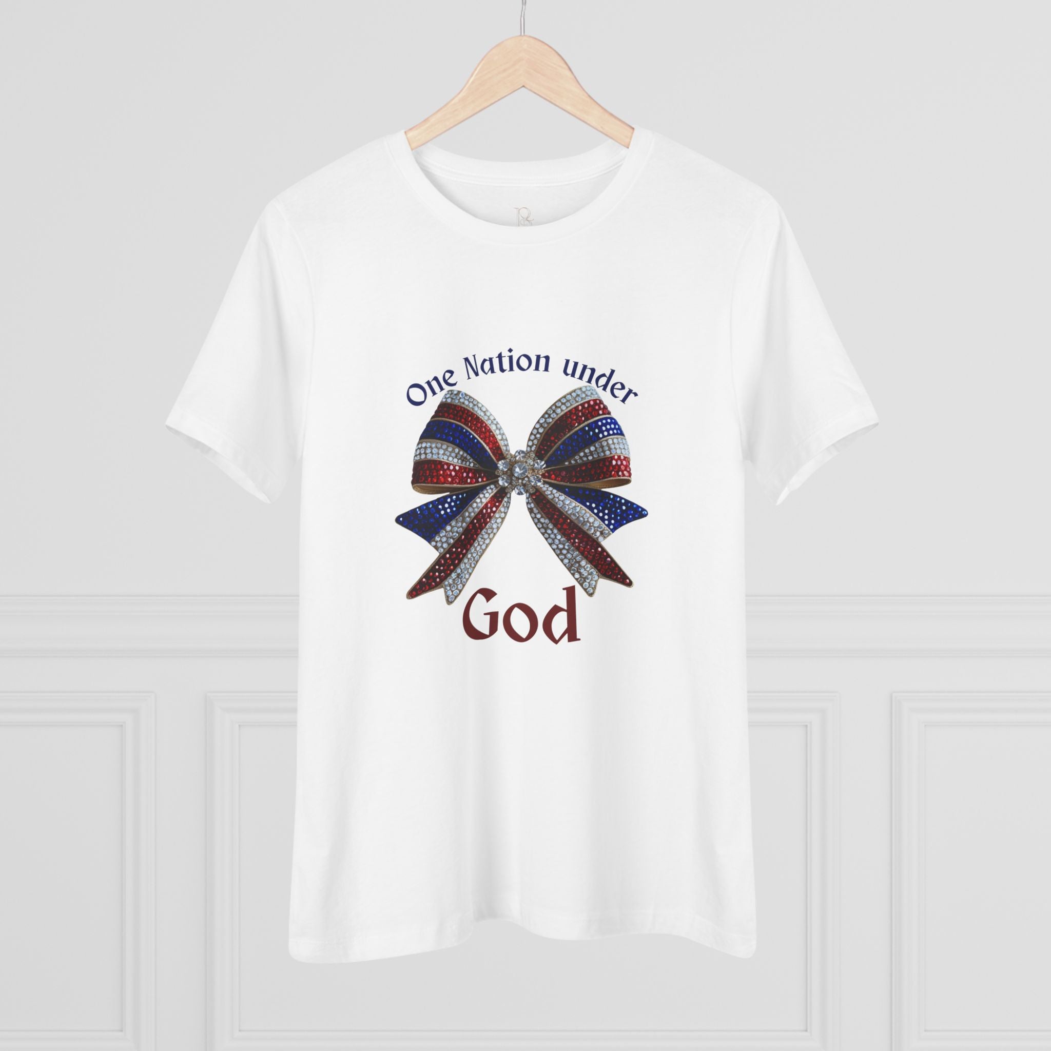Women's T-shirt- One Nation Under God Coquette Bow Ribbon